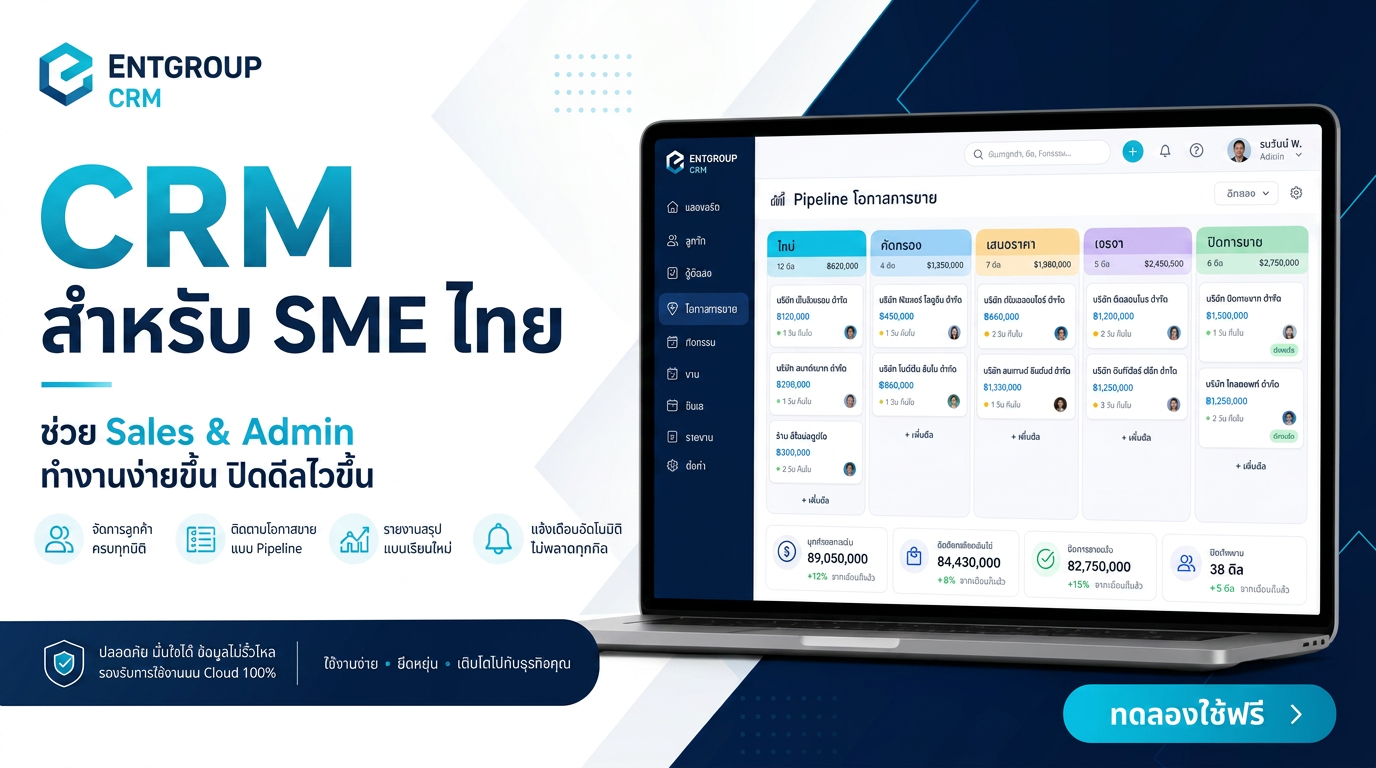 ENTGroup CRM Pipeline — จัดการโอกาสการขาย